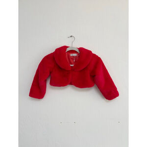 Girls Trish Scully Child Red Faux Fur Jacket M